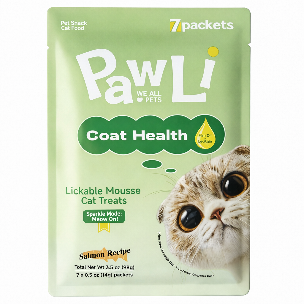 Pawli Coat Health Lickable Cat Treats – 0.5 oz, 7 Tubes