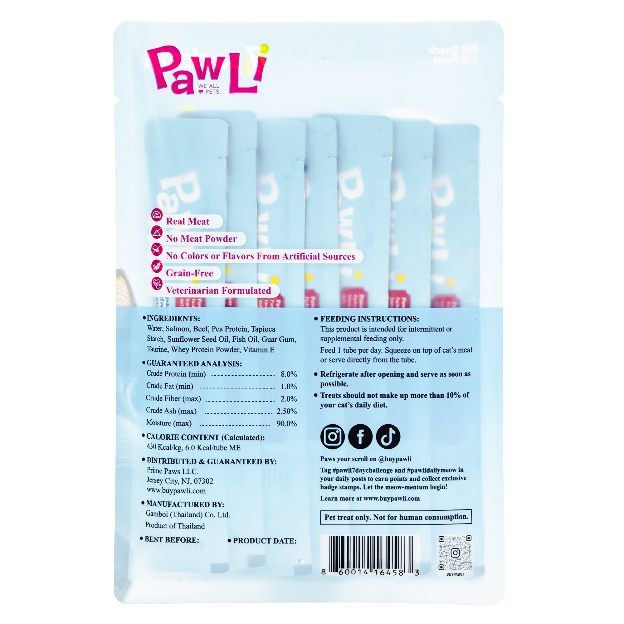 Pawli Immune Support Lickable Cat Treats – 0.5 oz, 7 Tubes