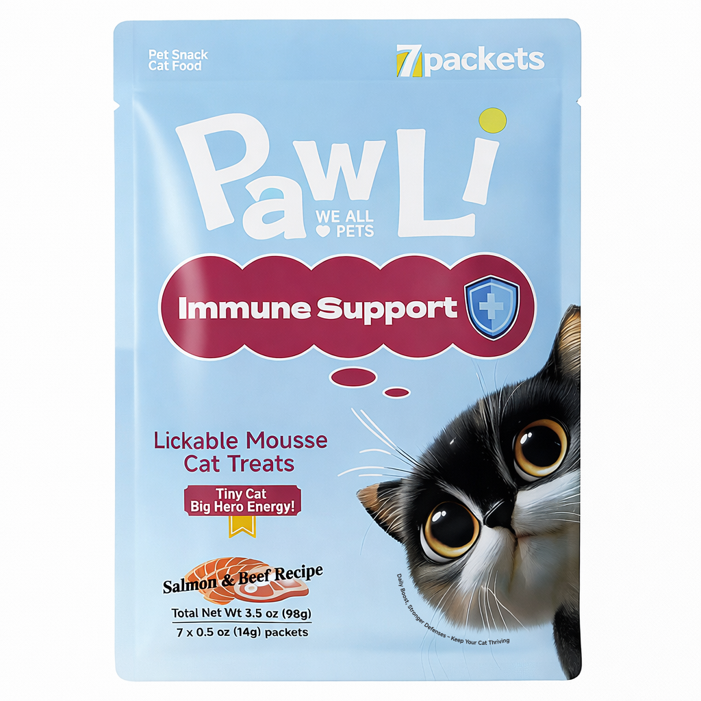 PAWLI Immune Support Lickable Cat Treats  – 0.5 oz, 7 Tubes