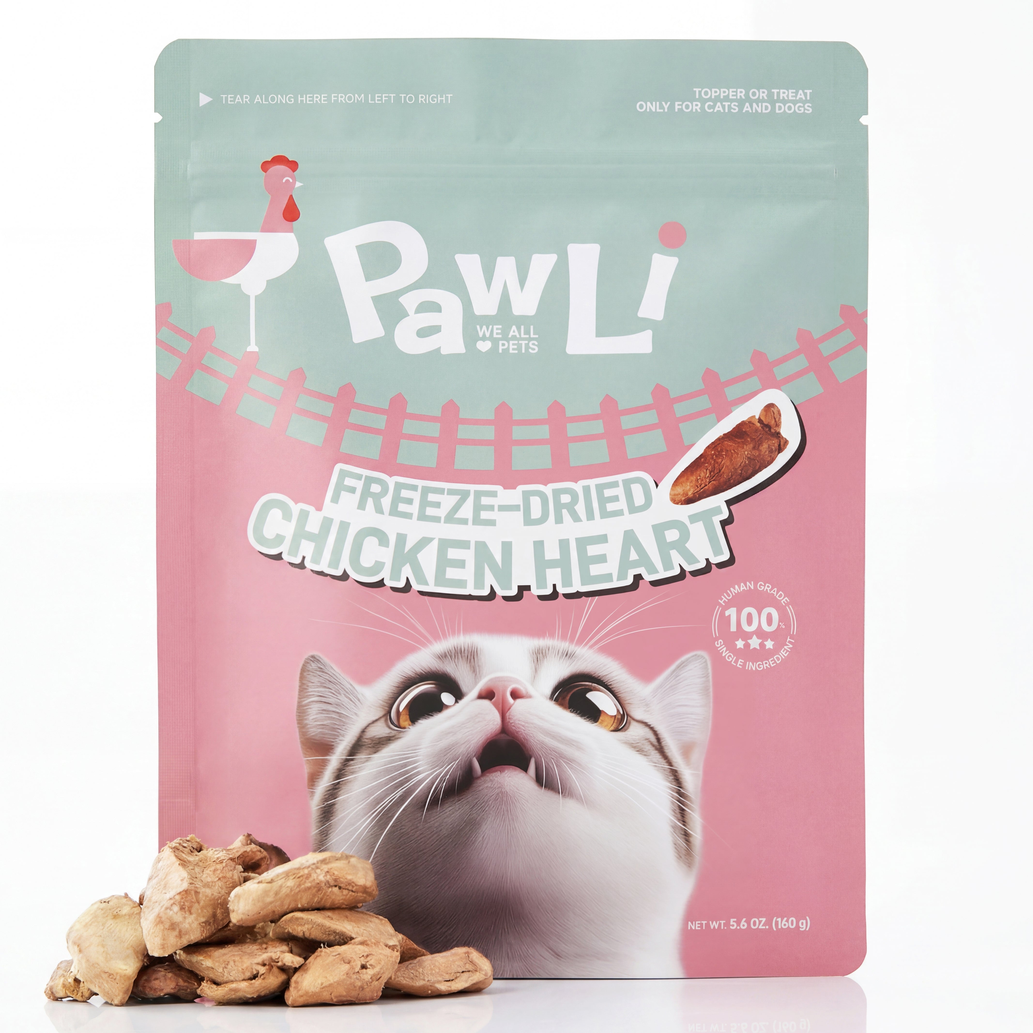 Freeze-Dried Chicken Heart Treats for Dogs & Cats | PAWLI