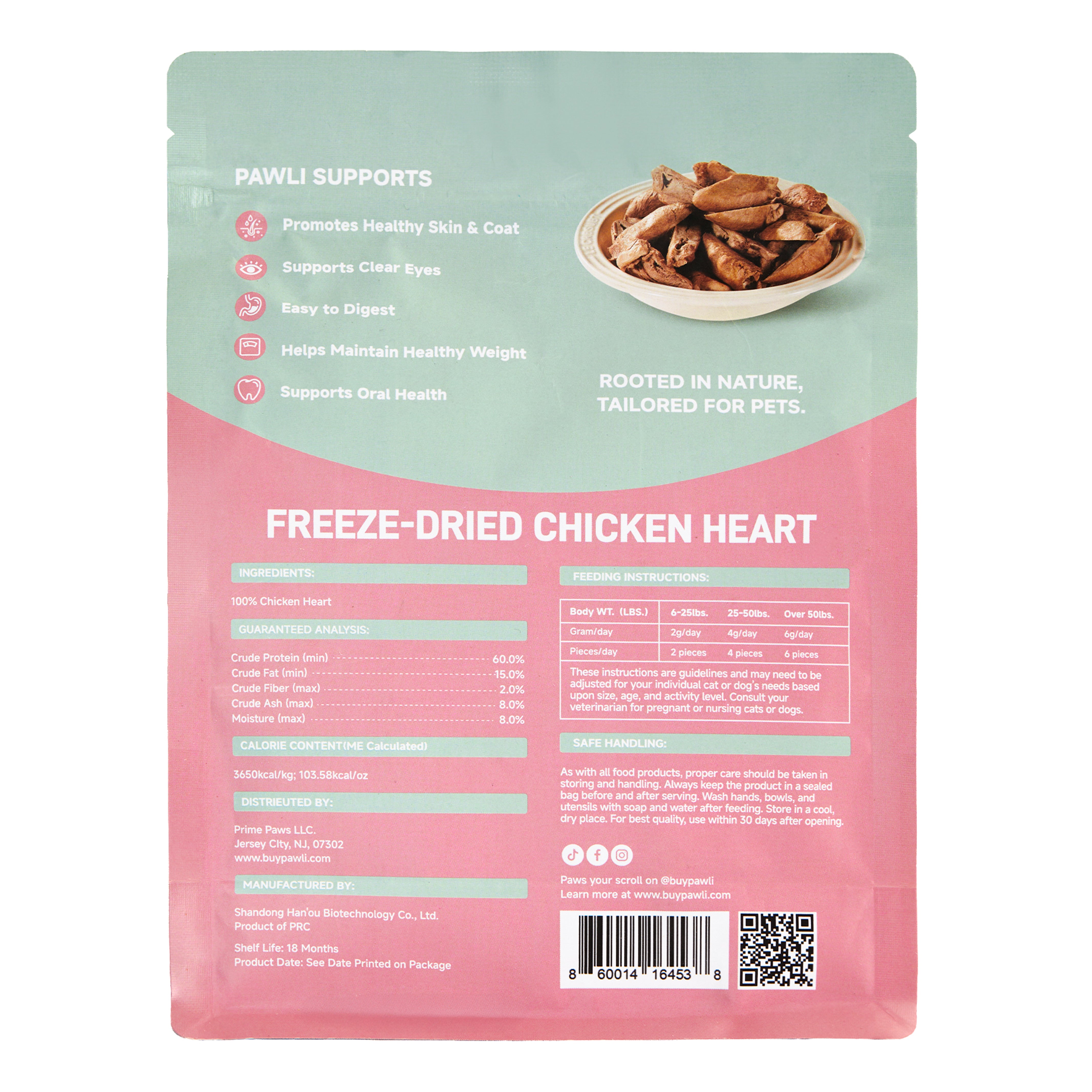 Freeze-Dried Chicken Heart Treats for Dogs & Cats | PAWLI