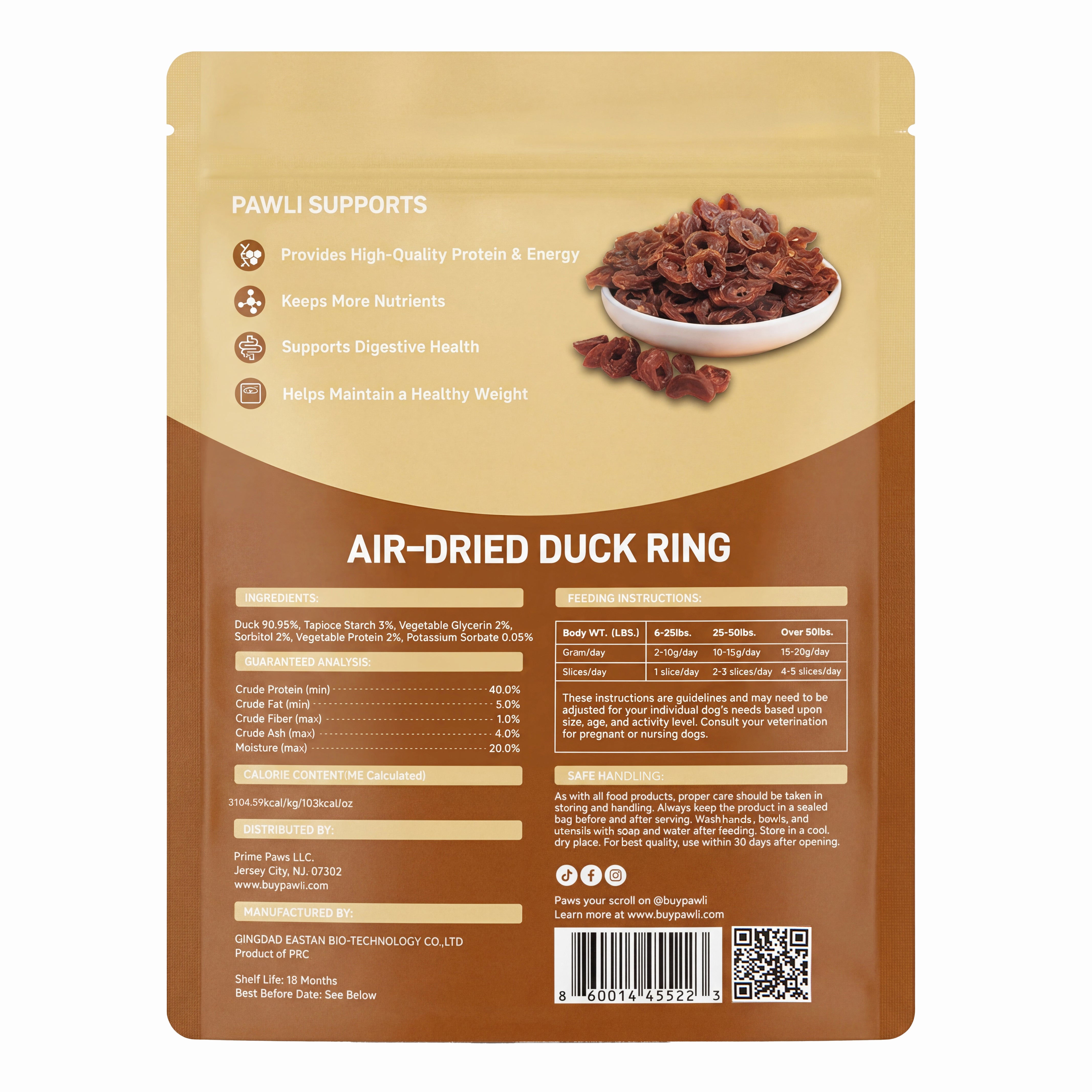 Air-Dried Duck Ring Treats for Dogs | PAWLI