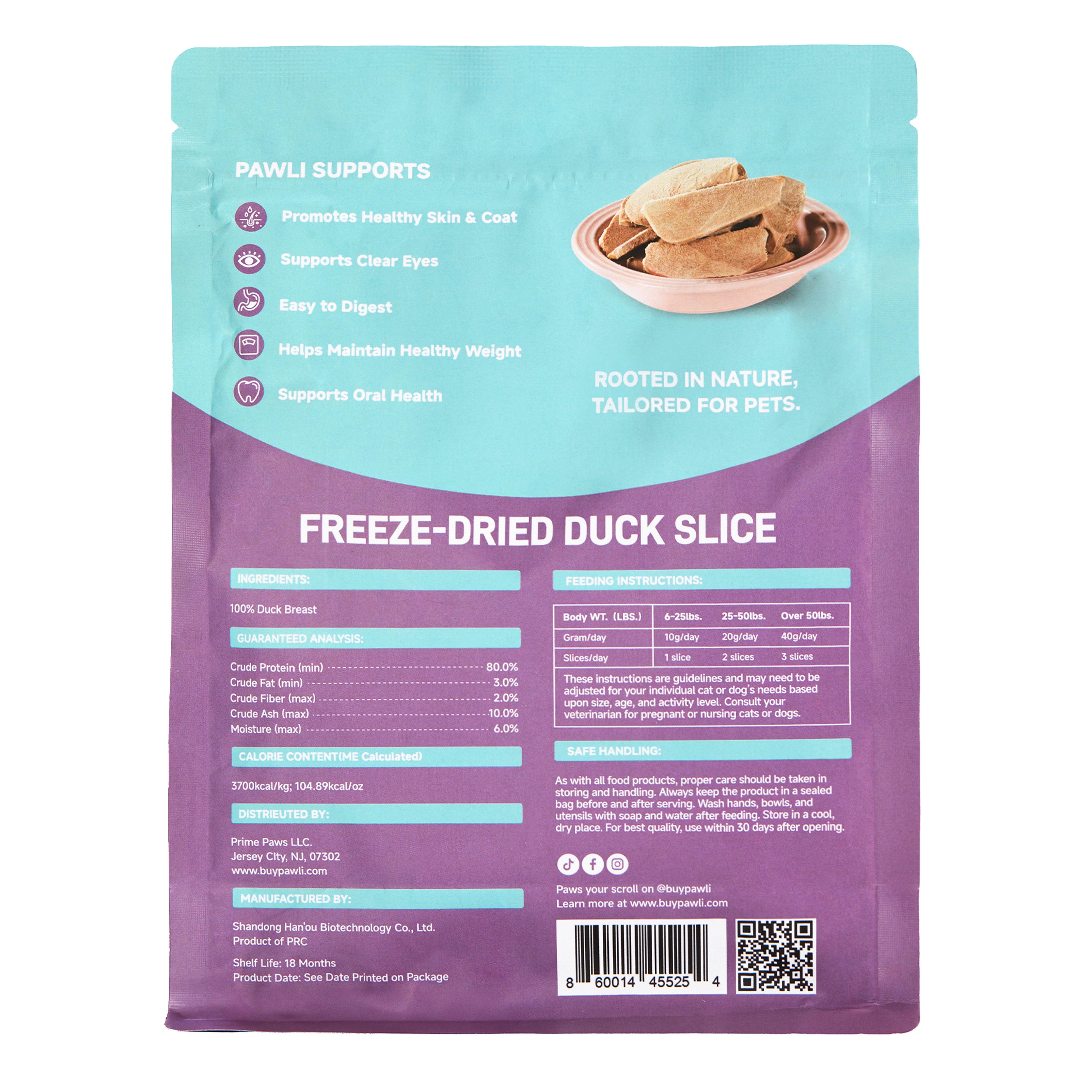 Freeze-Dried Duck Fillet Treats for Dogs & Cats | PAWLI