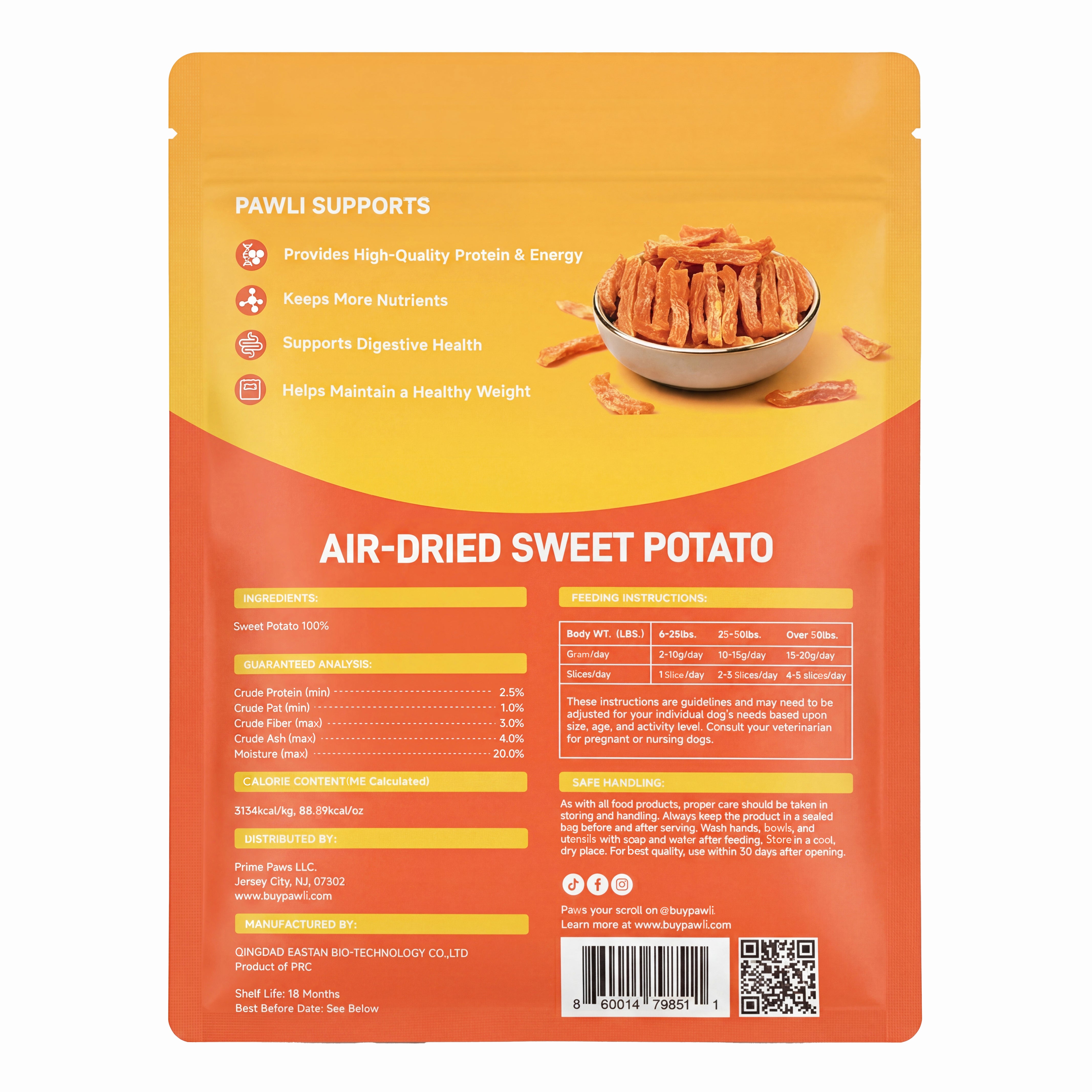 Air-Dried Sweet Potato Treats for Dogs | PAWLI